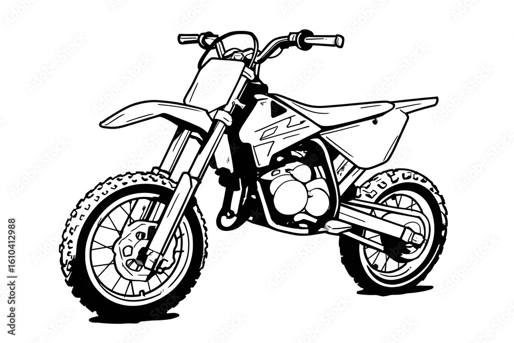 Obraz premium Bold Outline Dirtbike Illustration Extreme Sport Vehicle Motorbike Transportation Icon. Ai Generated Images