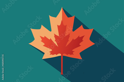 Stylized canadian maple leaf with long shadow