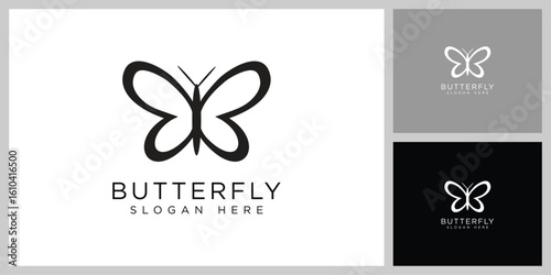 butterfly animal logo design vector