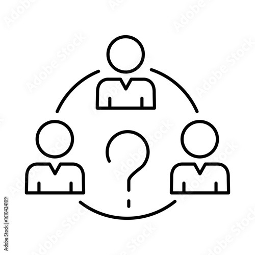 Group Question Line Icon. Question Mark, Thinking, Asking, Answer, Help Editable Stroke Vector Illustration
