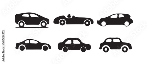 Car icon vector. car sign and symbol. small sedan, car silhouettes set, Black car graphic design concept, vector illustration eps 10.