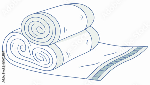 Rolled towels stacked bathroom linens fresh clean cotton spa cloth fabric hygiene domestic textile laundry soft