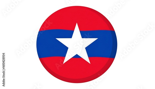 Free Download Iconic Laos flag emblem: Red and blue stripes with a central white star - GFXLoad