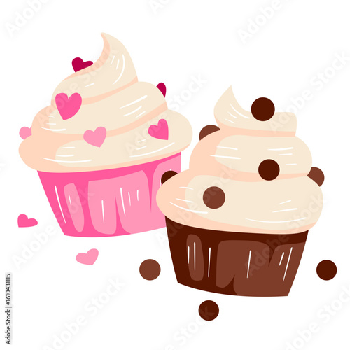 Delicious Cupcake Favorite Food Icon for Bakeries, Dessert Menu, Sweet Treats, Cafes, Food Blog, Vector Illustration, 3D Design