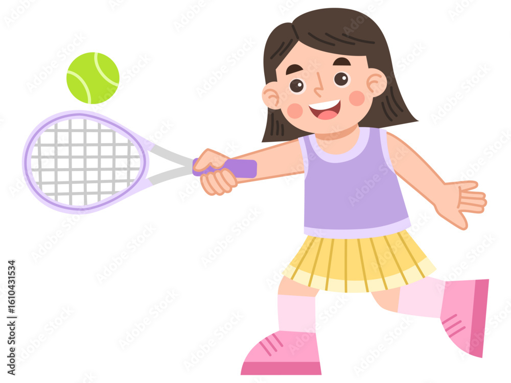 Illustration of Girl Playing Tennis Illustration of Girl Playing Tennis