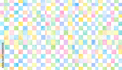 Colorful watercolor checkered wallpaper