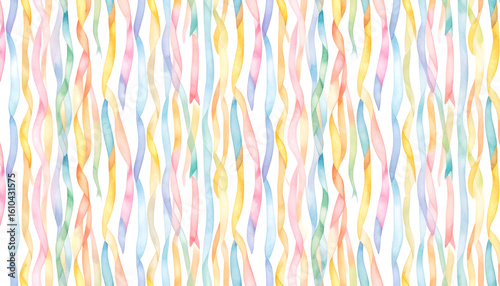 Watercolor style vertical colorful ribbon pattern design background
