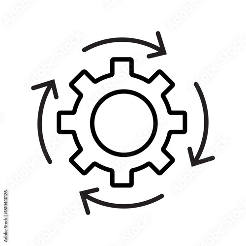 Outline icon of a continuous looping process, representing ongoing improvement or workflow, designed with editable strokes.