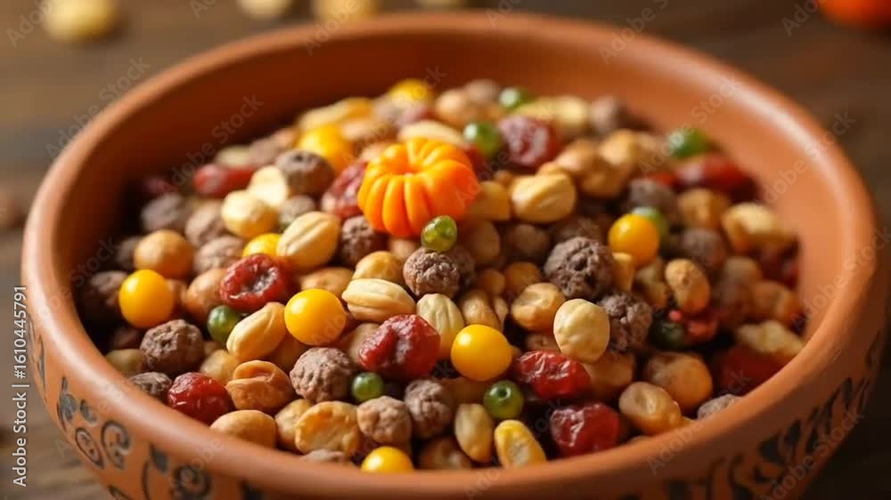 Nutty chikki mosaic nestled in rustic clay bowl, perfect for Makar Sankranti festivities or cozy hygge gatherings