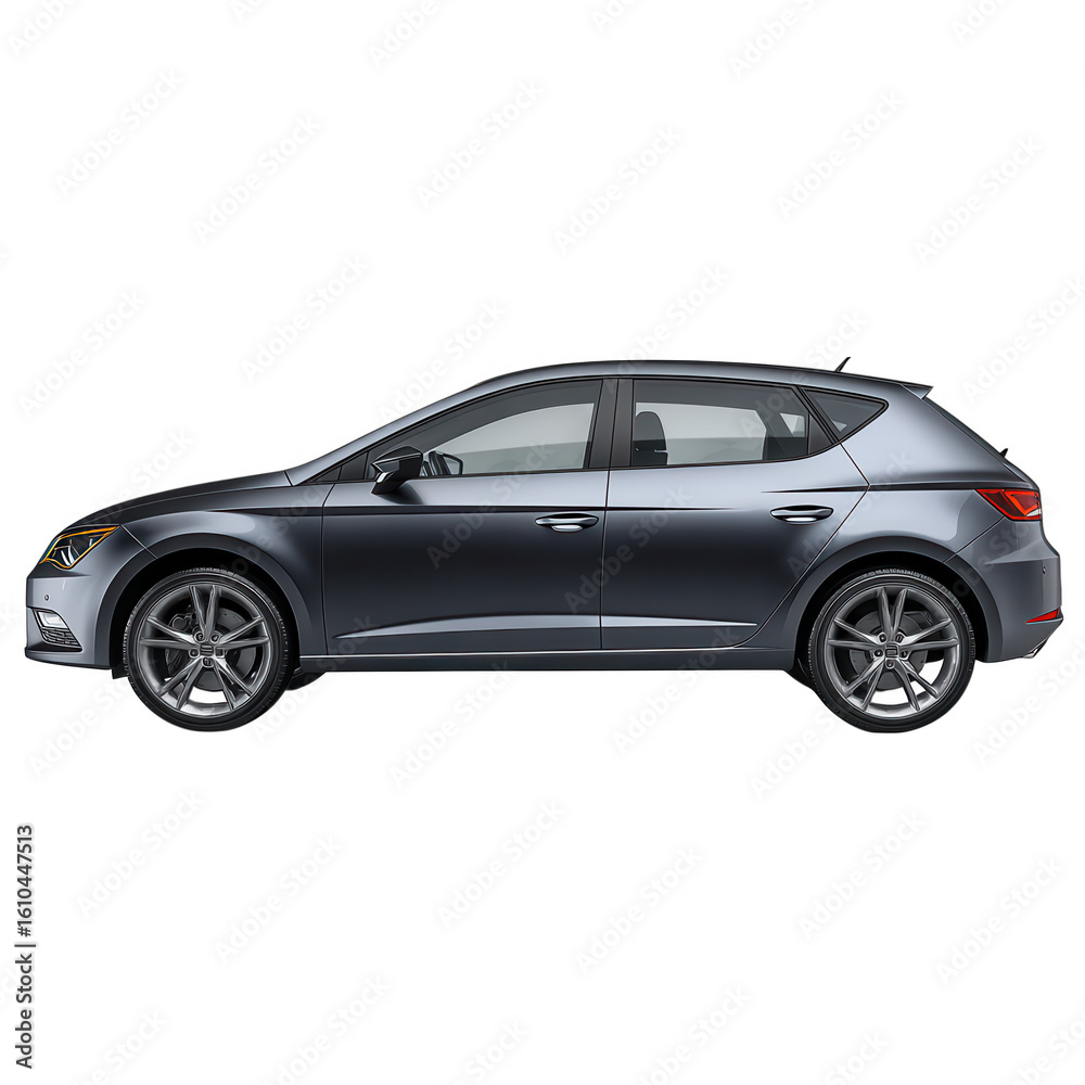 Fototapeta premium A gray hatchback car isolated on transparent background