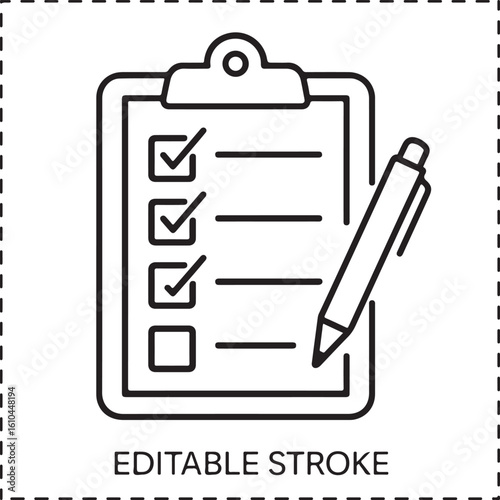 Clipboard with a checklist and a pen