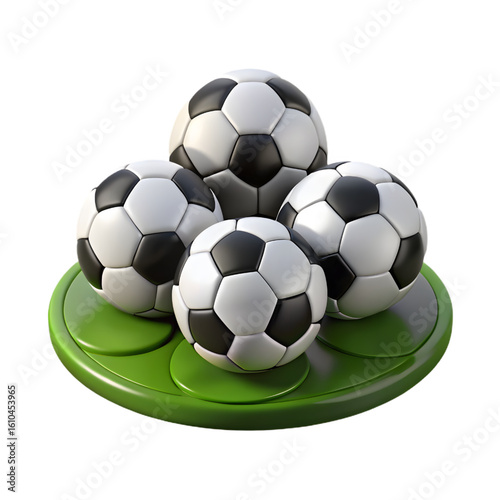 Soccer Balls on Green Pedestal,