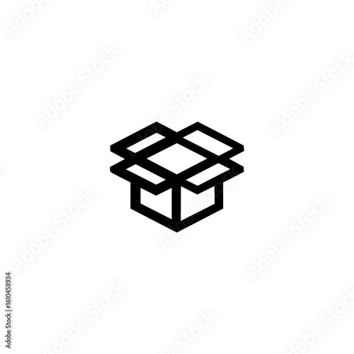 A clean, graphic vector illustration of an open box.