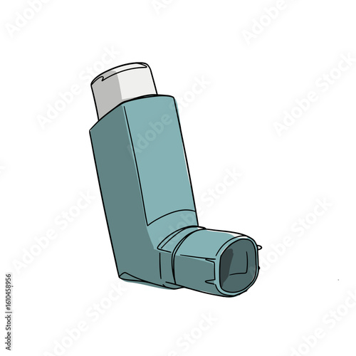Inhaler device for asthma treatment in illustration style  