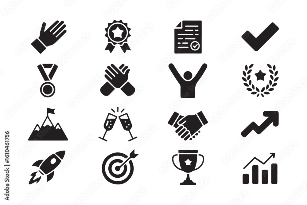 Fototapeta premium Achievement, Progress, and Reward Icon Set for Professional Use