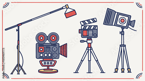 Explore vintage film equipment and movie production tools for filmmaking and video creation projects today