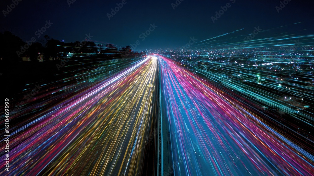 Obraz premium Night highway lights blur