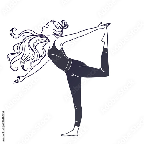 Elegant Silhouette of a Woman in Dancer Pose – Vector Illustration


