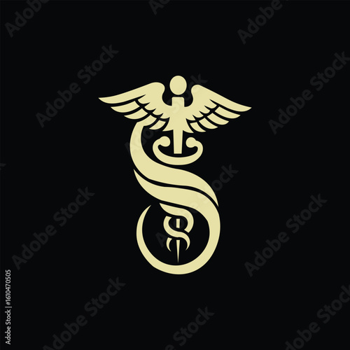 Medical Caduceus Symbol Logo Vector Template