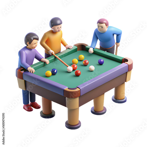 Friends Playing Pool: Engaging, Relaxing, and Fun Billiards Game Scene