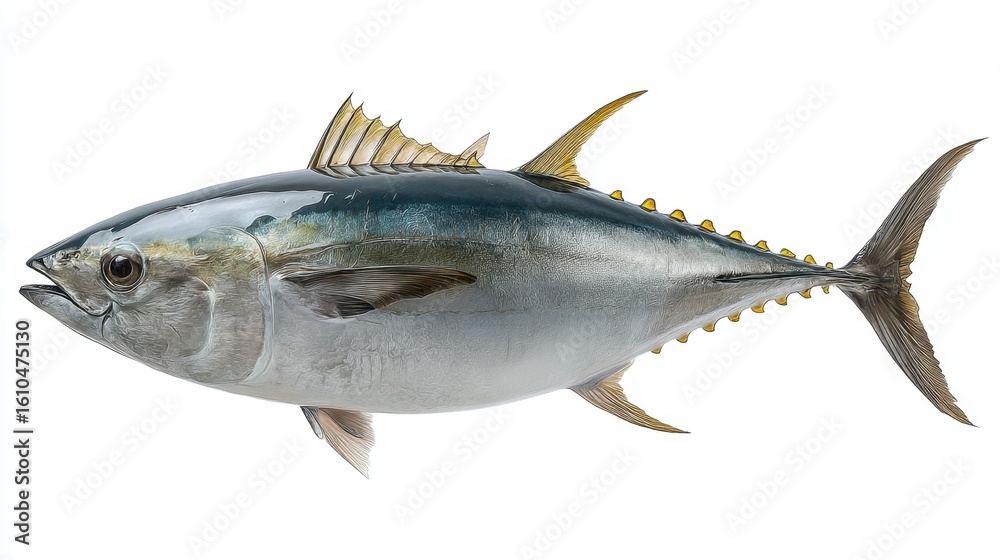 Naklejka premium Tuna fishing expedition ocean waters wildlife photography underwater environment close-up view aquatic life awareness