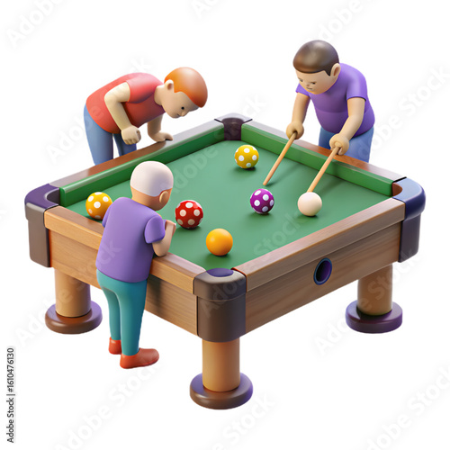  Three Friends Playing Pool: Engaging, Relaxing, and Fun Billiards Game