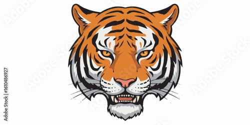 Tiger Face Vector Illustration with Sharp Stripes and Bold Expression