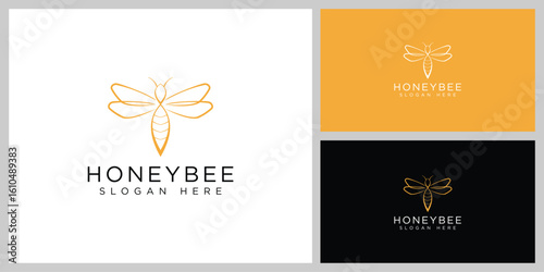 honey bee logo vector design template