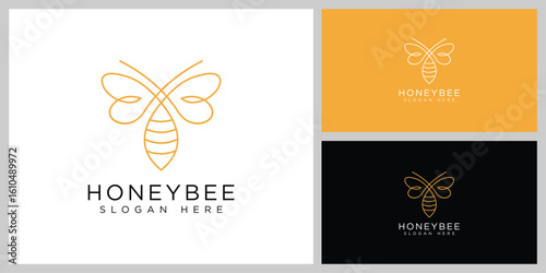 honey bee logo vector design template