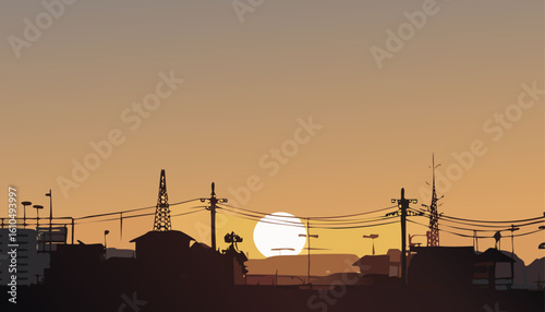 夕方の街並み