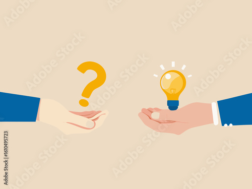 From question to solution a hand offers a lightbulb idea