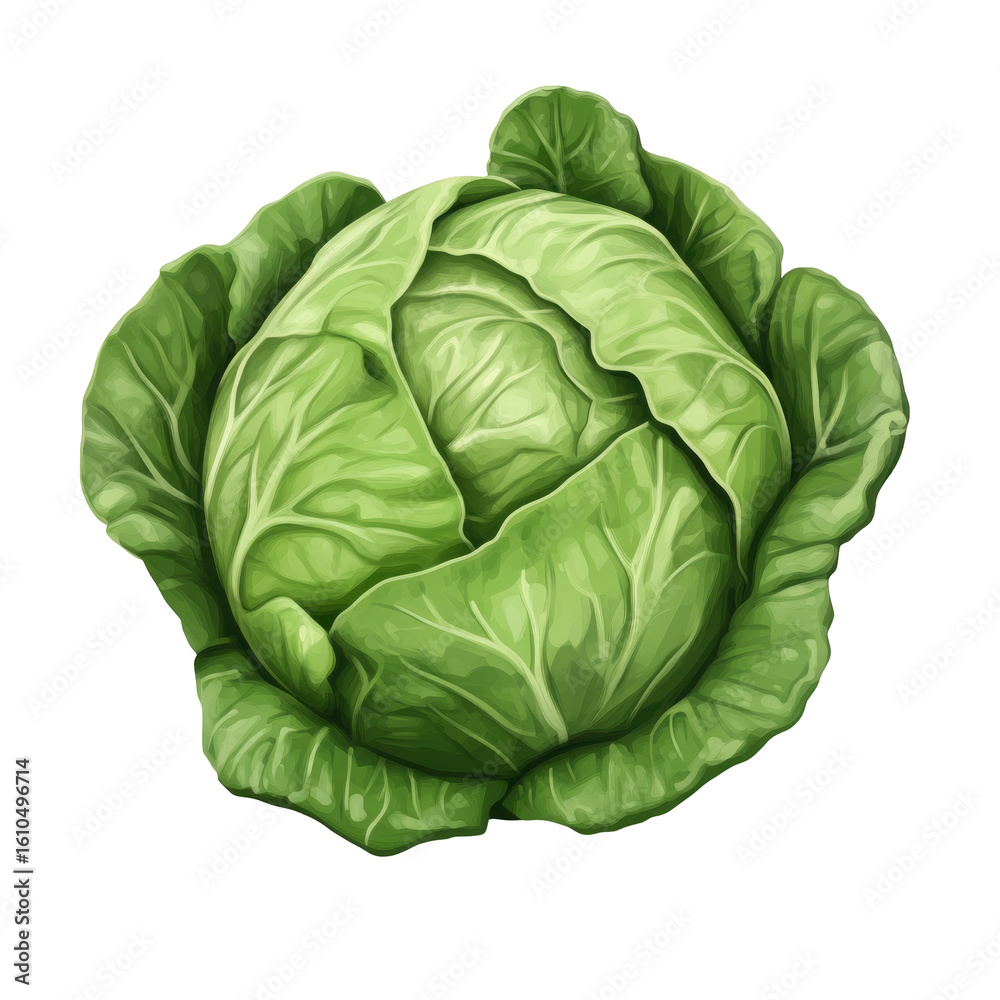 Fototapeta premium Green Cabbage Vegetable isolated on a transparent background