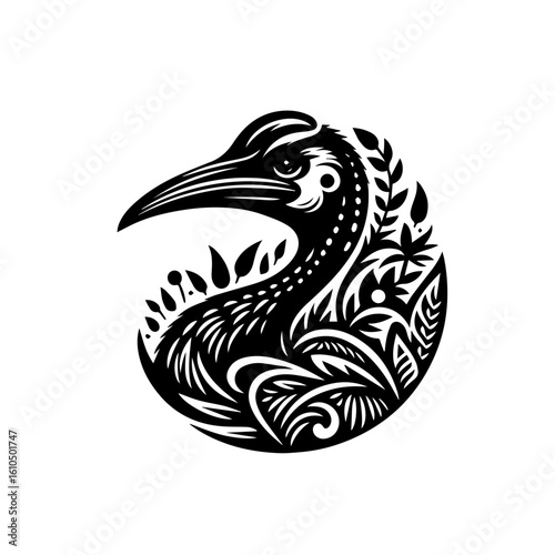 Wallpaper Mural Stylized kiwi bird illustration with intricate tribal patterns Torontodigital.ca