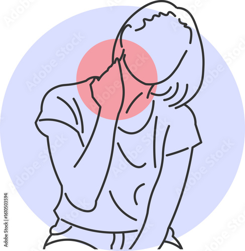 Young woman with uncomfortable neck pain and muscle stiffness