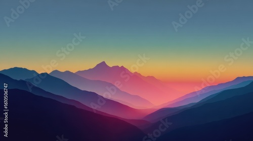 Wallpaper Mural Mountain range at sunset (1) Torontodigital.ca