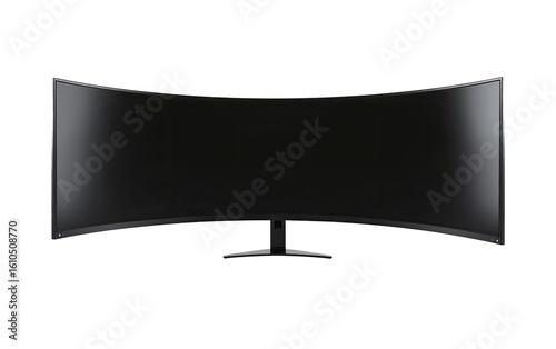 Curved ultrawide computer monitor display isolated on transparent background