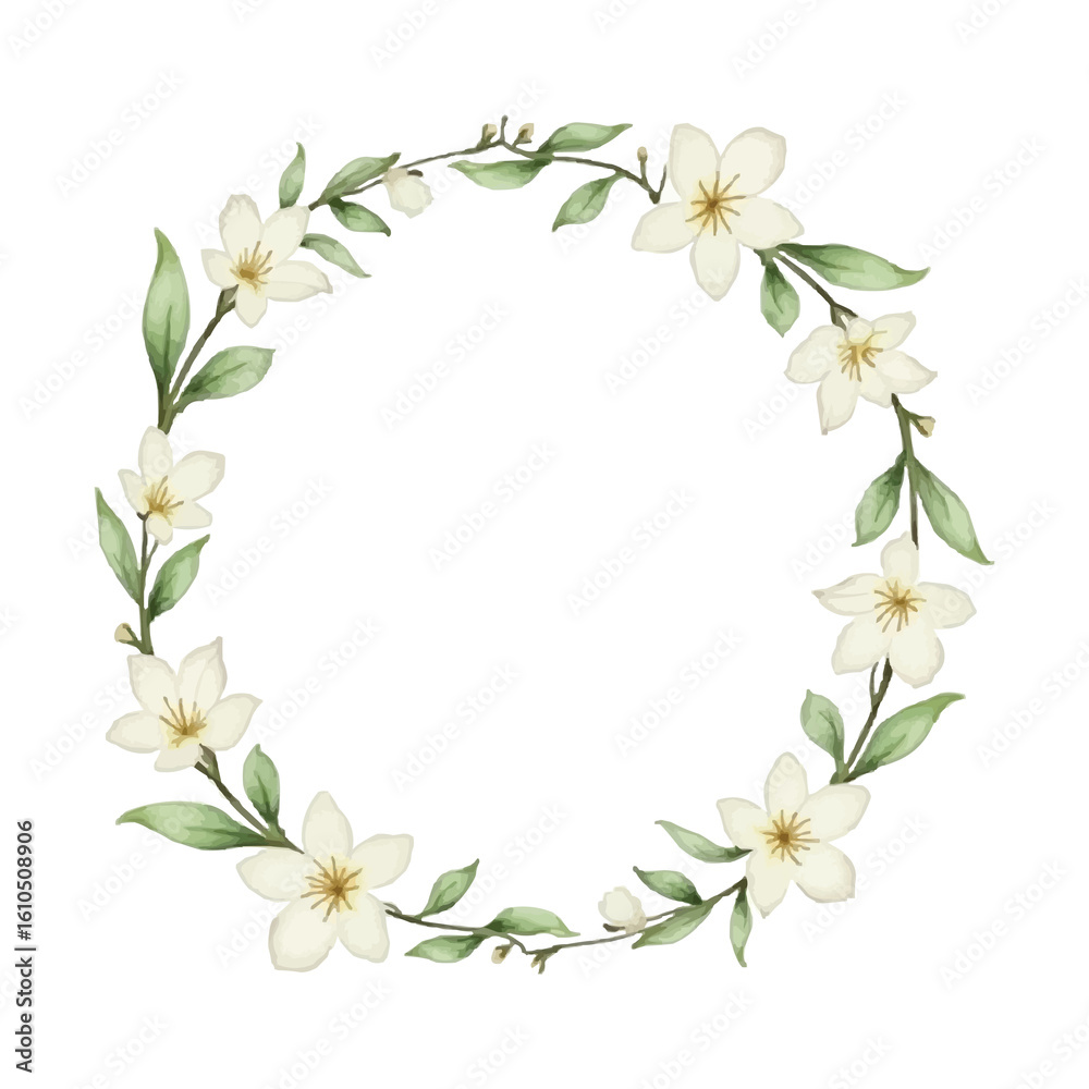 Fototapeta premium watercolor jasmine flower frame