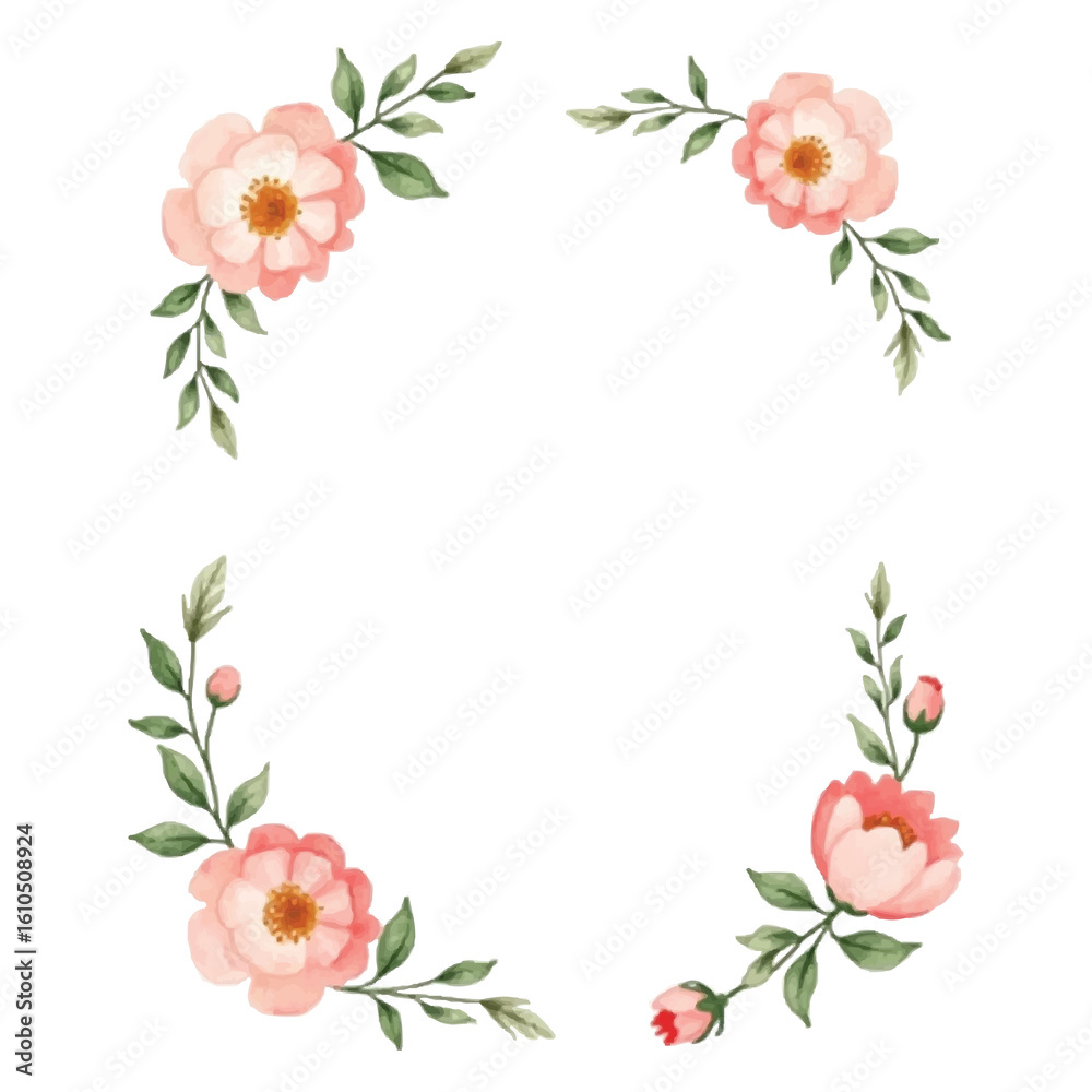 Fototapeta premium watercolor peony frame