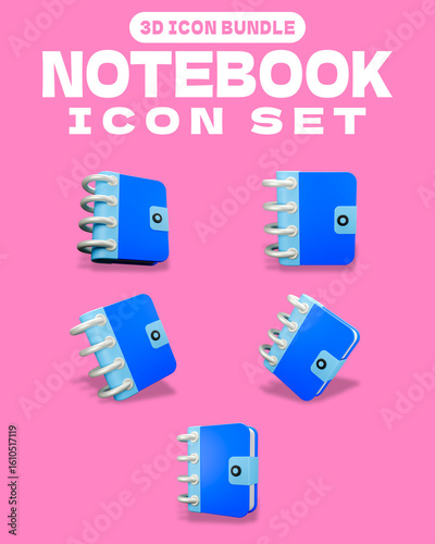 3D Icon Bundle Spiral Blue Notebook