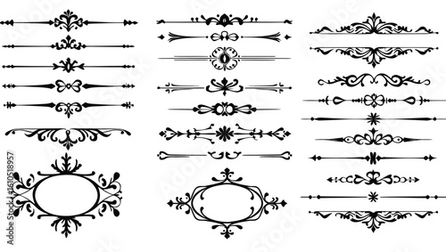 Ornate decorative dividers and frames flourishes