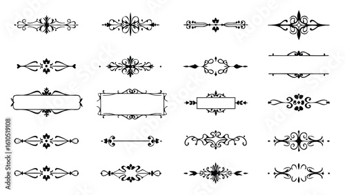 Ornate decorative dividers and frames ornamental flourishes