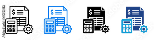 Bookkeeping icon set multiple style collection