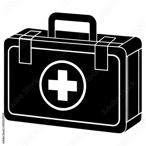 First aid kit vector silhouette illustration isolated on white background
