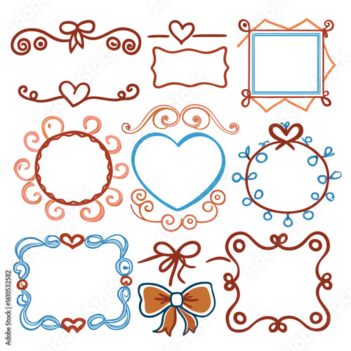 hand drawn coquette frames with hearts wav
