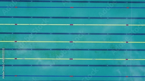 aerial view of a empty Open Air Swimming Pool Background. Top view of swimming pool.