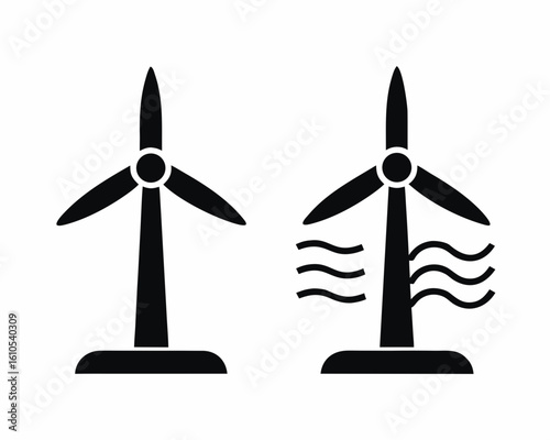 Eolic energy icon vector silhouette illustration isolated on white background
