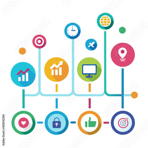 timeline infographic with milestone icons