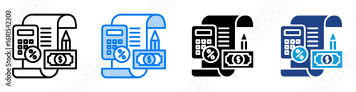 Ledger management icon set multiple style collection