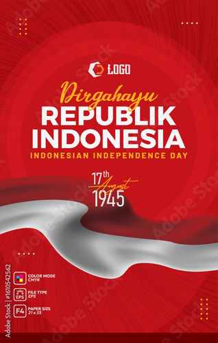 Indonesian Independence Day Poster design concept with national flag and cultural element