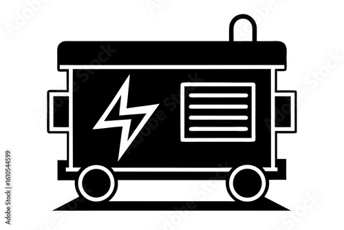 Electric generator vector silhouette illustration isolated on white background